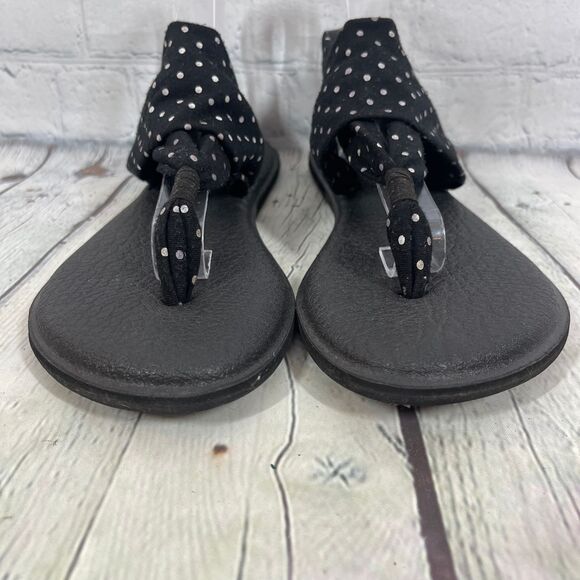 Sanuk Sandal Womens Size 10 Yoga Mat Thong Flat Polka Dots Sling Flip Flops - Picture 2 of 11
